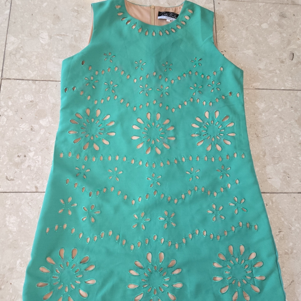 Dalia MacPhee Green Dress With Scallop Hemline - Large